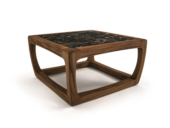 BUNGALOW SIDE TABLE - Square solid wood coffee table with marble top _ Riva 1920